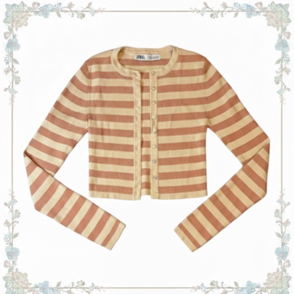 Zara Ribbed Stripe Cardigan - Picture 2 of 11